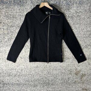 Kuhl Sweater Womens Medium Black 100% Merino Wool Full Zip Collared Jacket